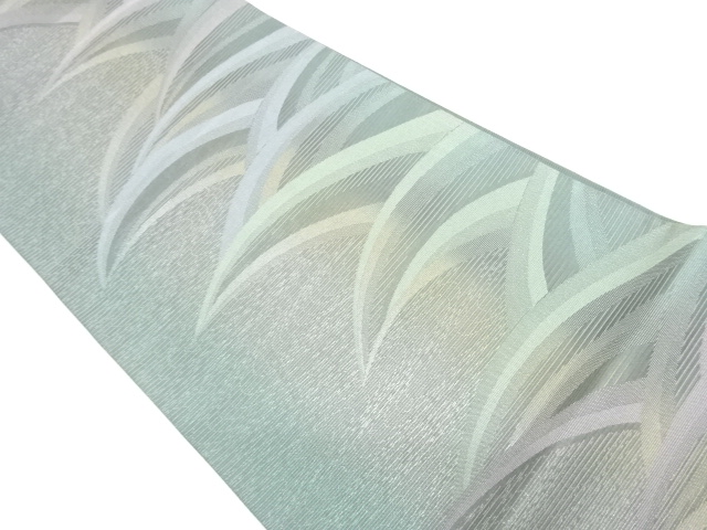  紗 銀通し抽象模様織出し袋帯